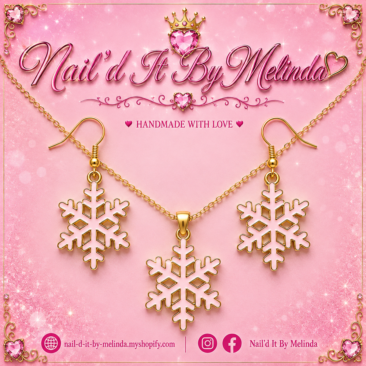 Pink Open Snowflake Earring & Necklace Set – Pink with a Purpose