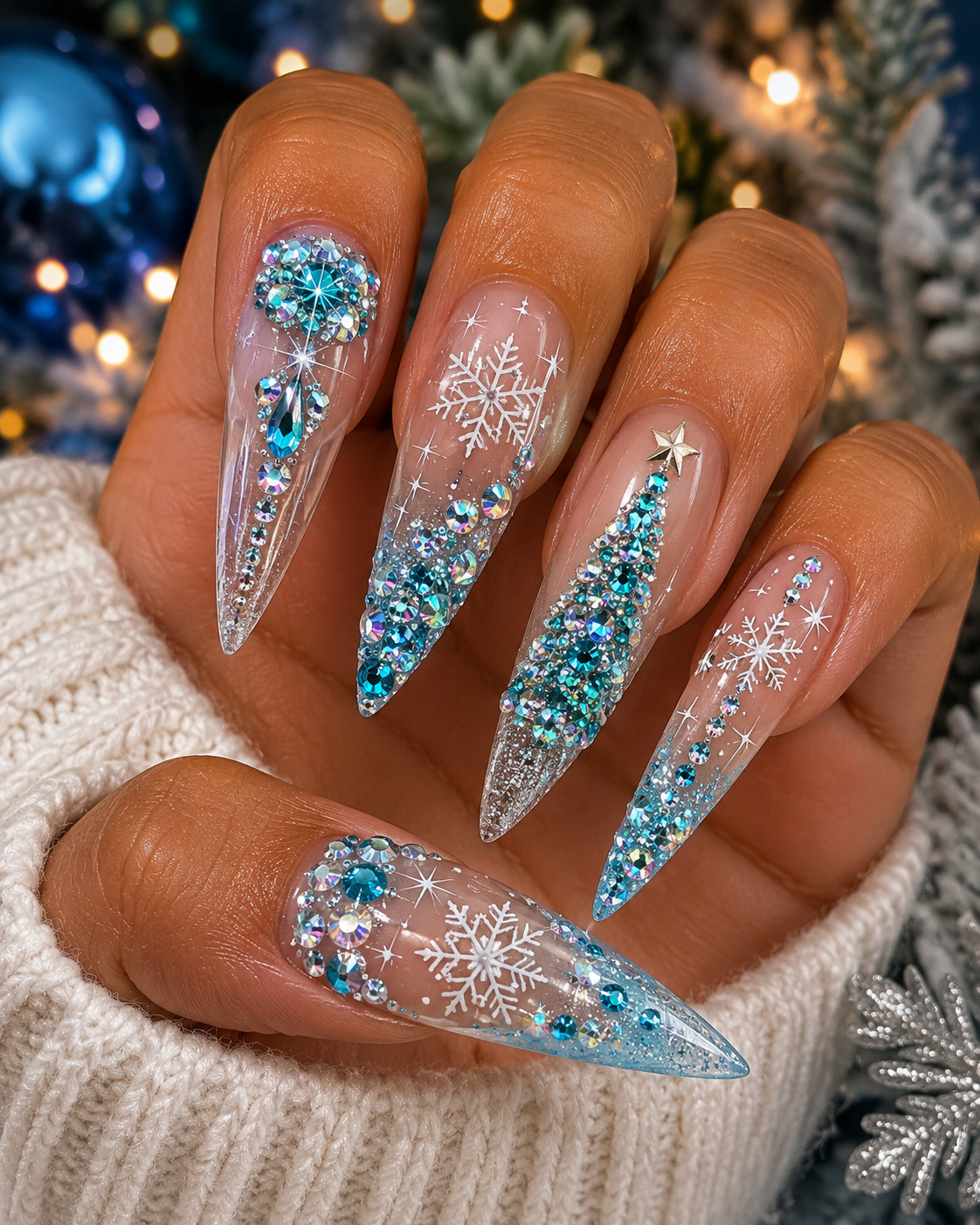 Frozen Sparkle Mini Gem Mix – Blue & Clear Nail Rhinestones