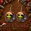 Baby Grinch Rainbow Santa Hat Acrylic Dangle Earrings