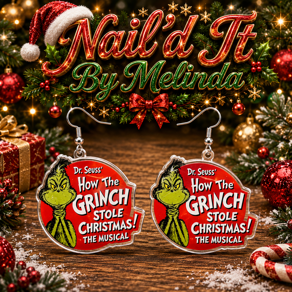 How The Grinch Stole Christmas The Musical Acrylic Dangle Earrings