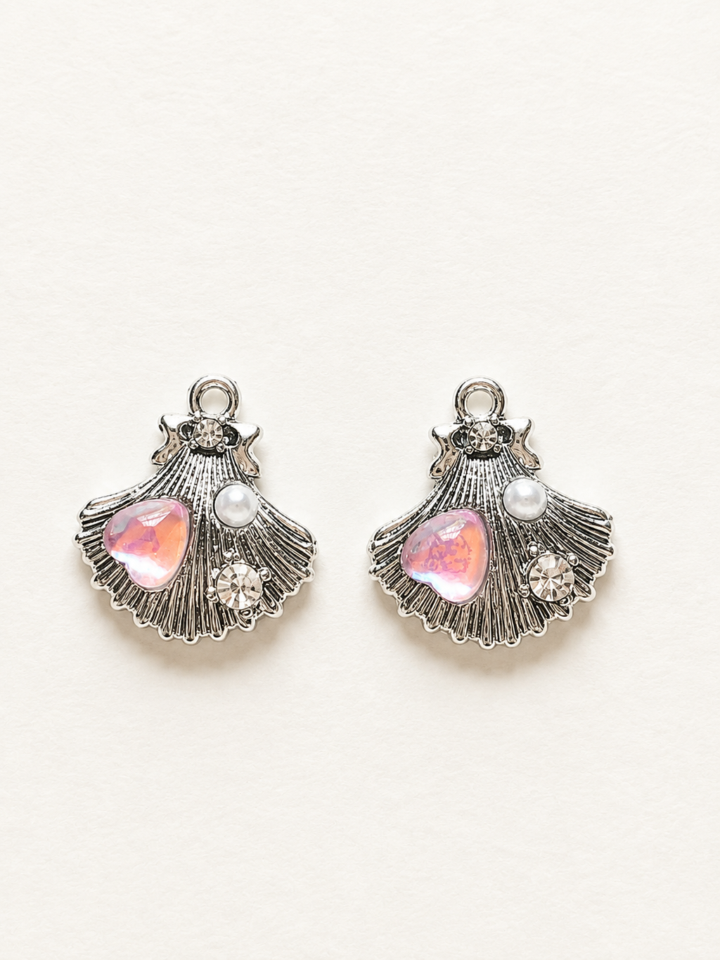 Silver Shell Charm Earrings – Pink with a Purpose