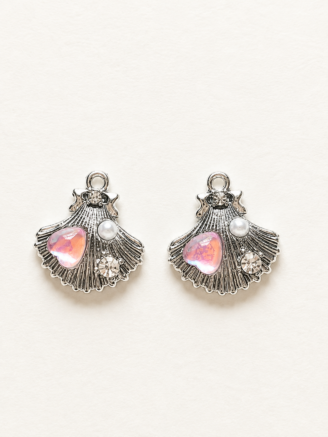 Silver Shell Charm Earrings – Pink with a Purpose