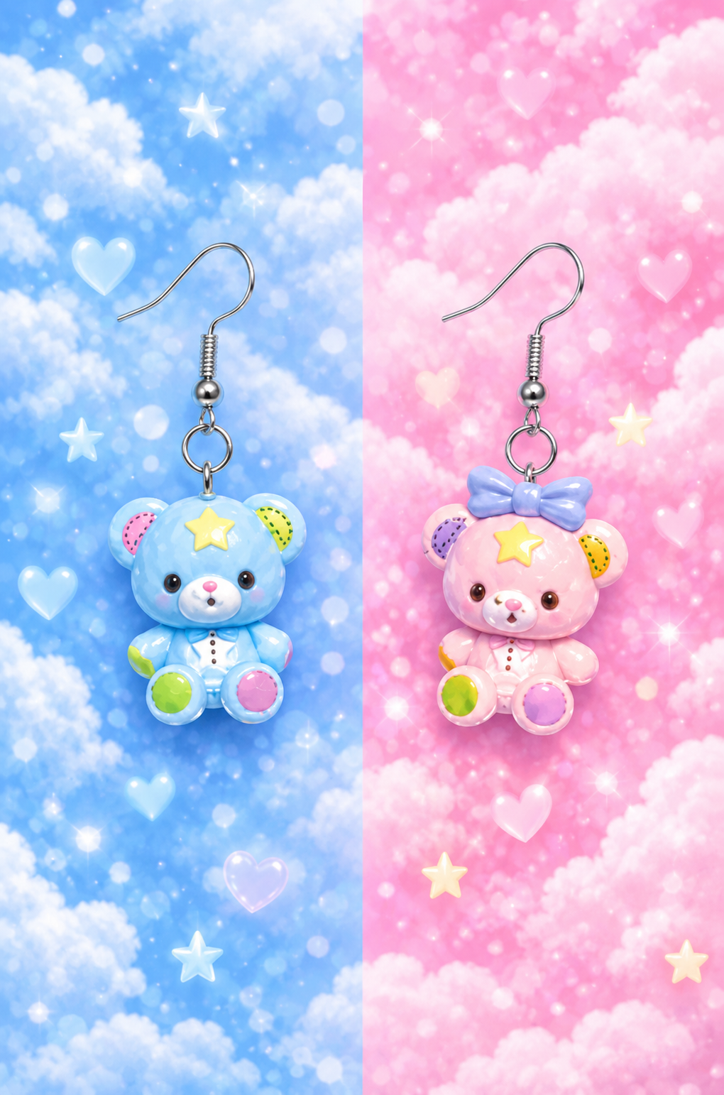 Gender Reveal Earrings – Boy or Girl Bear Set