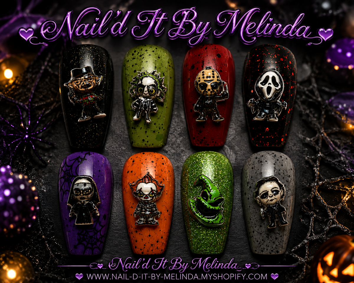 Halloween Horror Icons nail charms - Nail'd It By Melinda branded image