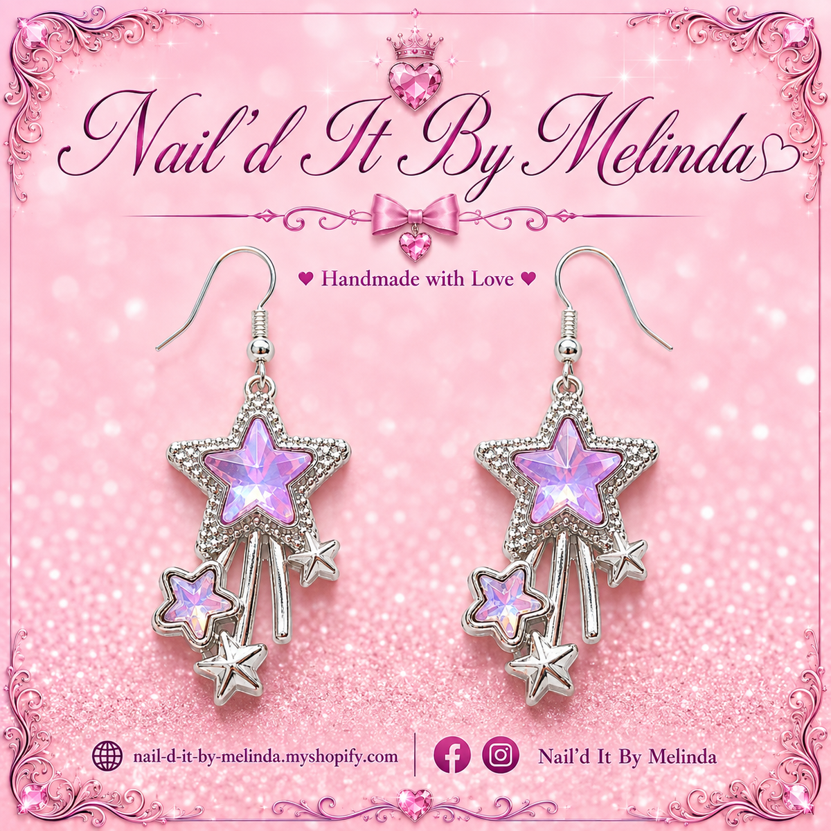 Purple Iridescent Shooting Star Cluster Earrings – Pink with a Purpose