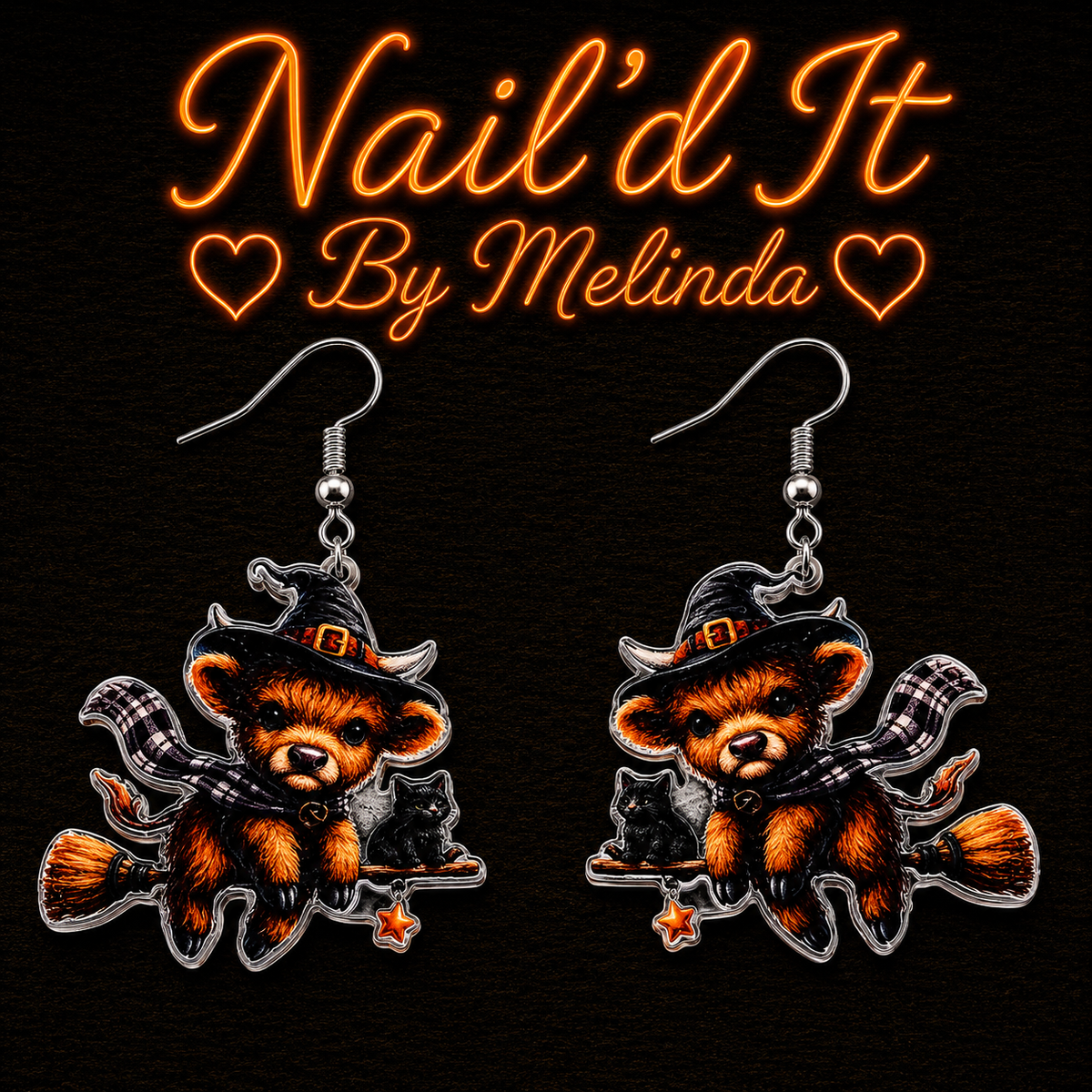 Witch Bear Halloween earrings