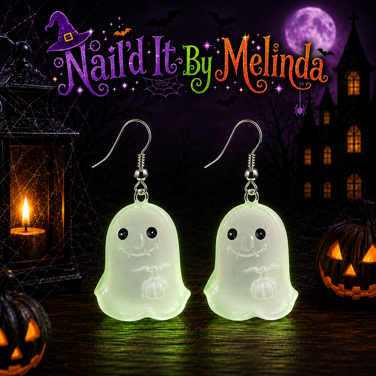 Lil' Boo Pumpkin Dangle Earrings - Nail'd It By Melinda