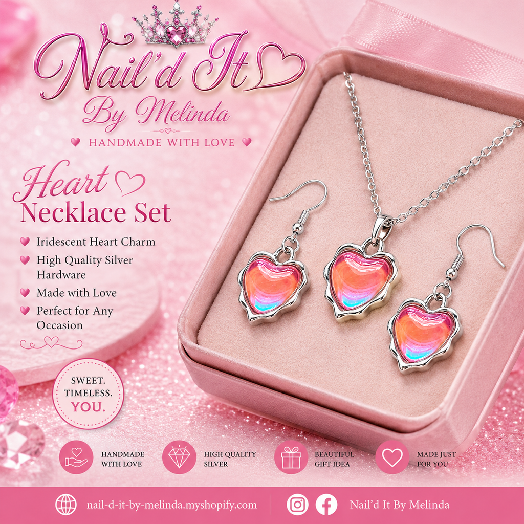 Pink Aurora Crystal Heart Earring & Necklace Set – Pink with a Purpose