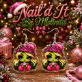 Glam Grinch Girl Leopard Hat and Holiday Drink Acrylic Dangle Earrings