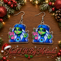 Dallas Cowboys Grinch Girl Starbucks Acrylic Dangle Earrings