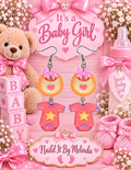 It's a Baby Girl Bib and Onesie Dangle Earrings by Nail'd It By Melinda