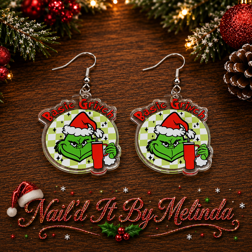 Basic Grinch Stanley Cup Acrylic Dangle Earrings