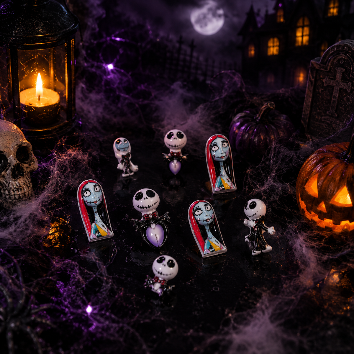 Jack & Sally Nightmare Before Christmas Nail Charms