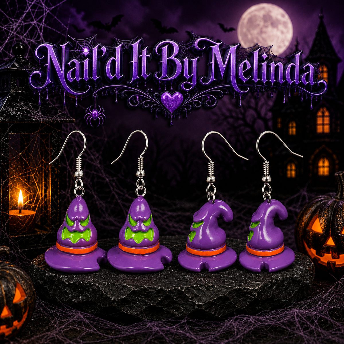 Wicked Witch Hat Dangle Earrings - Nail'd It By Melinda