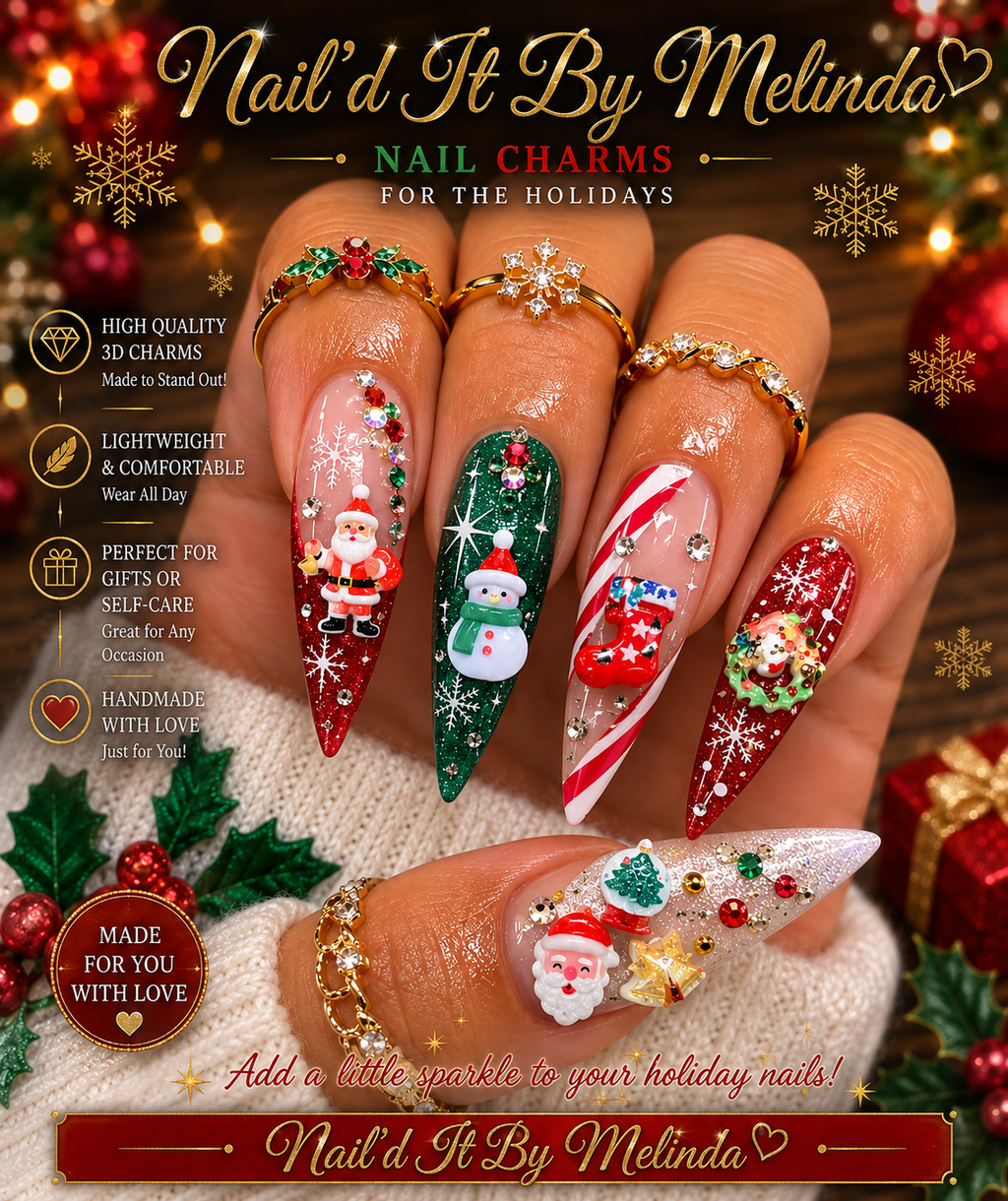 Santa's Little Nail Shop – Christmas 3D Nail Charm Mix