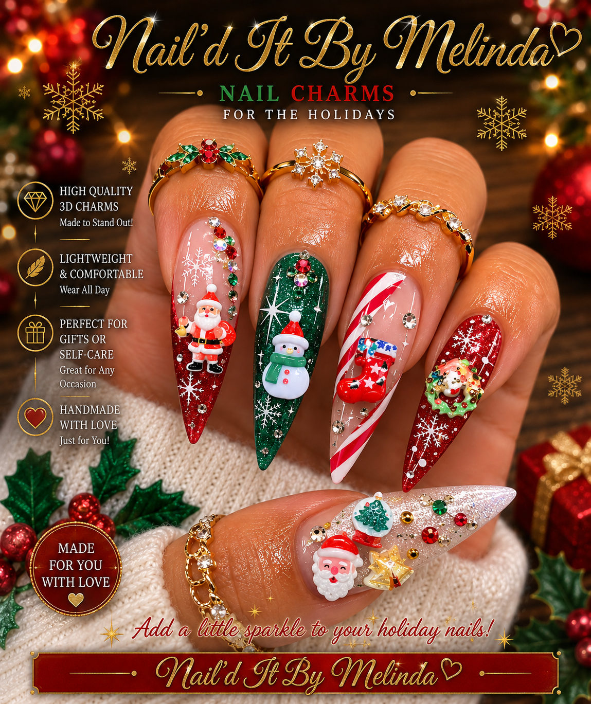 Santa's Little Nail Shop – Christmas 3D Nail Charm Mix