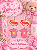 It's a Baby Girl Baby Cookie and Onesie Dangle Earrings by Nail'd It By Melinda