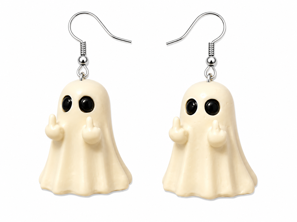 Middle Finger Ghost Earrings