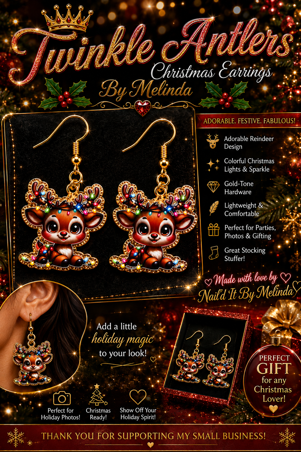 Jingle & Shine Reindeer Earrings