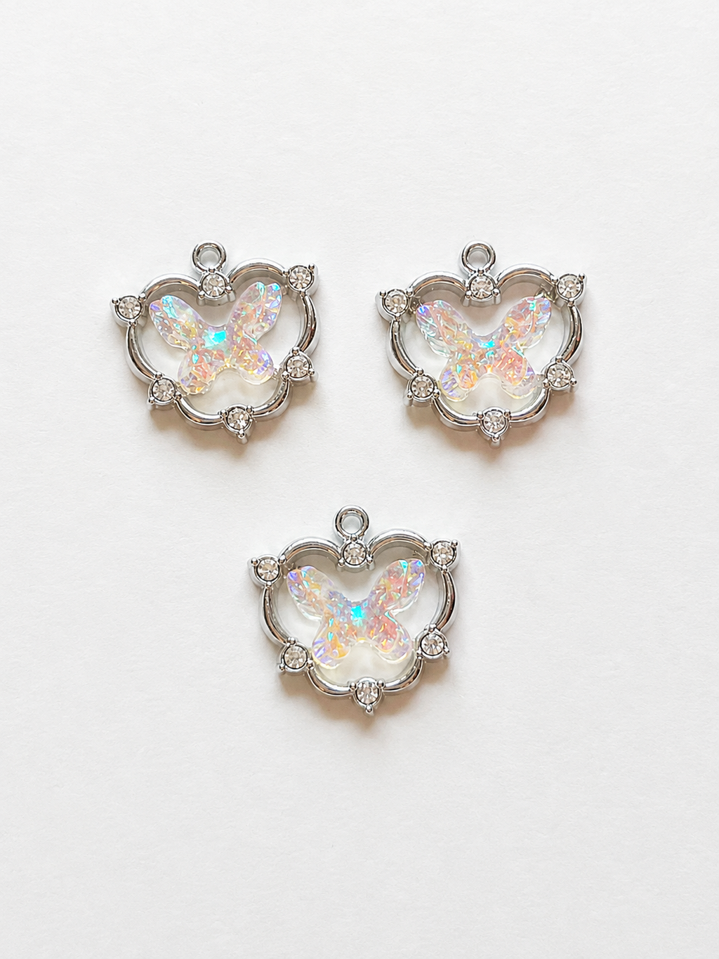Iridescent Aurora Butterfly Heart Frame Earring & Necklace Set – Pink with a Purpose