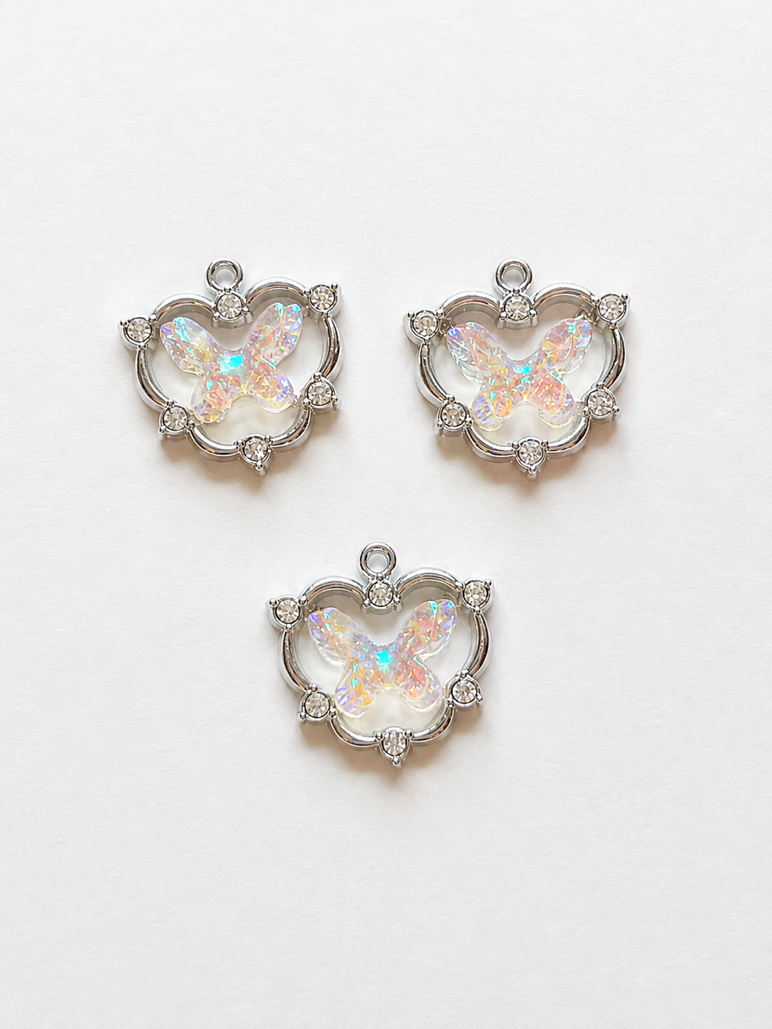 Iridescent Aurora Butterfly Heart Frame Earring & Necklace Set – Pink with a Purpose