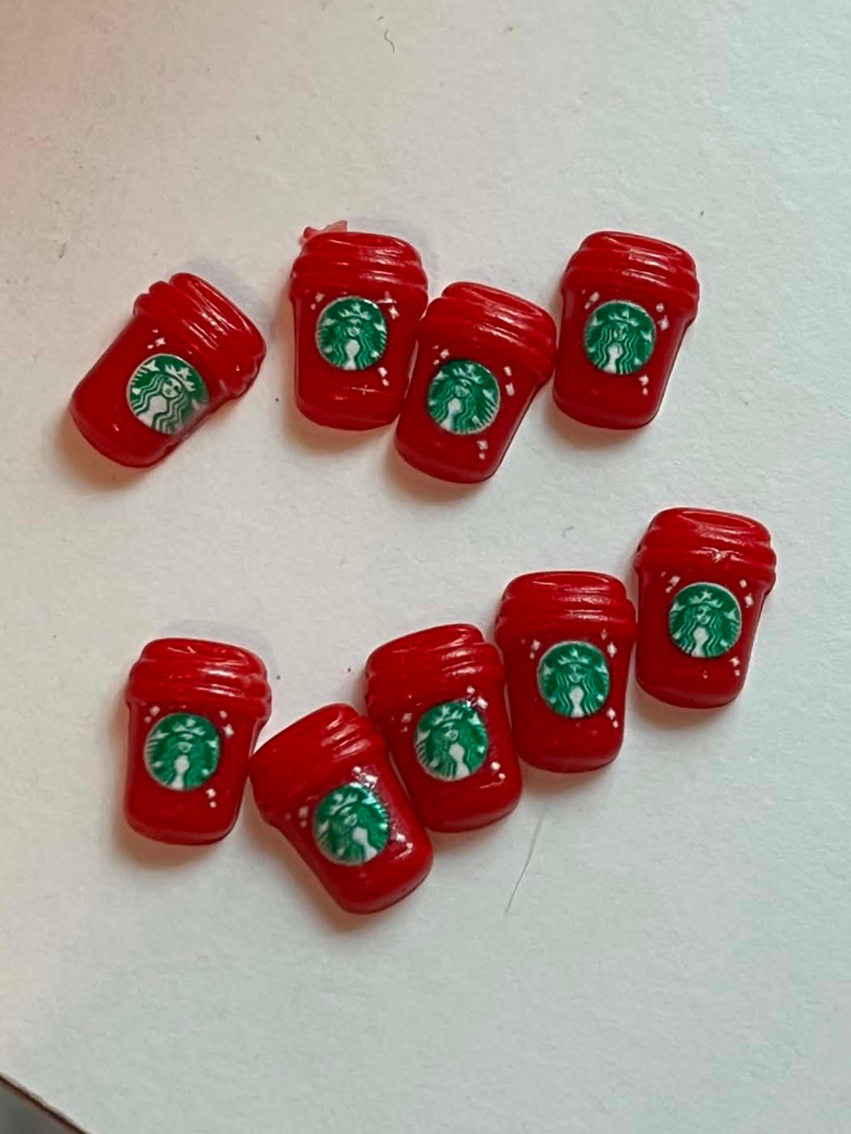 Holiday Red Coffee Cup Christmas Nail Charms – Festive 3D Nail Art