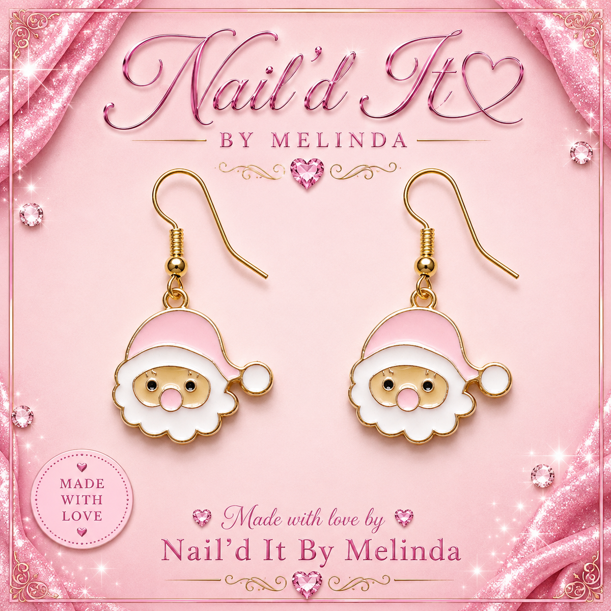 Pink Santa Face Earrings – Pink with a Purpose