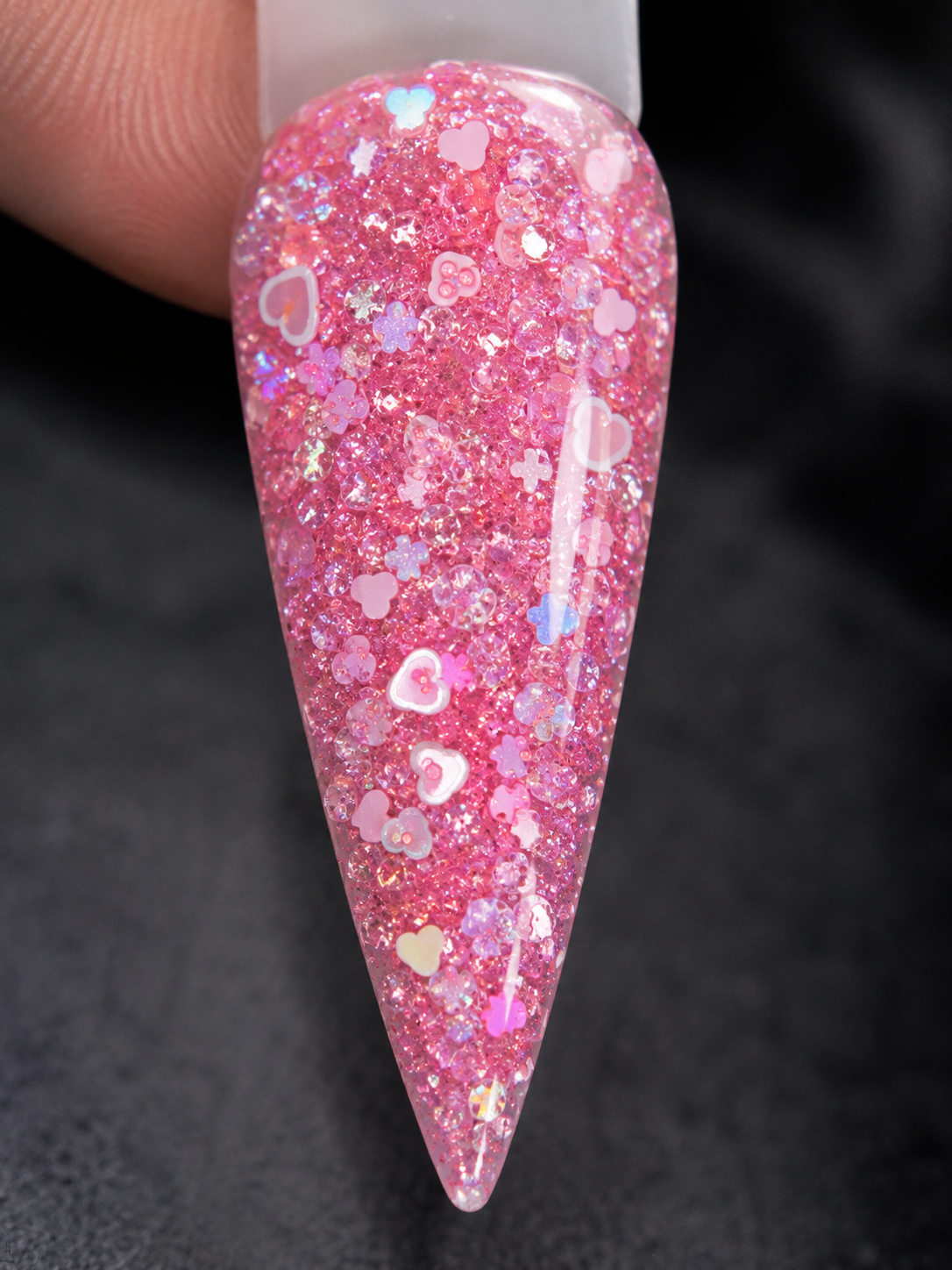 Pink Heart Nail Sugar Glitter Mix - Breast Cancer Awareness
