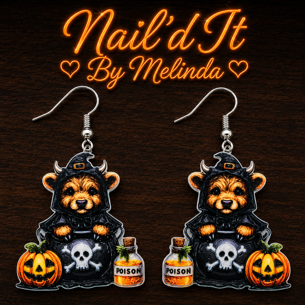 Highland Cow Sorcerer Halloween earrings