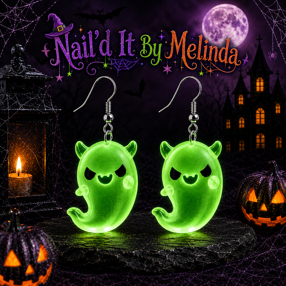 Little Devil Ghost Glow Dangle Earrings - Nail'd It By Melinda
