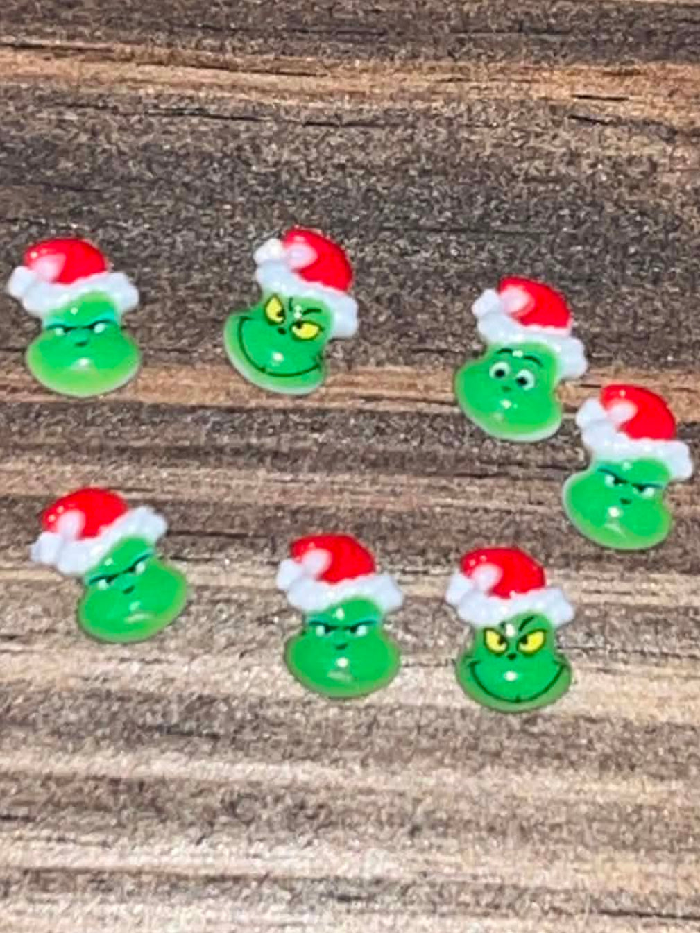 Mischievous Green Christmas Face Nail Charms – Grinch-Inspired Holiday Nail Art