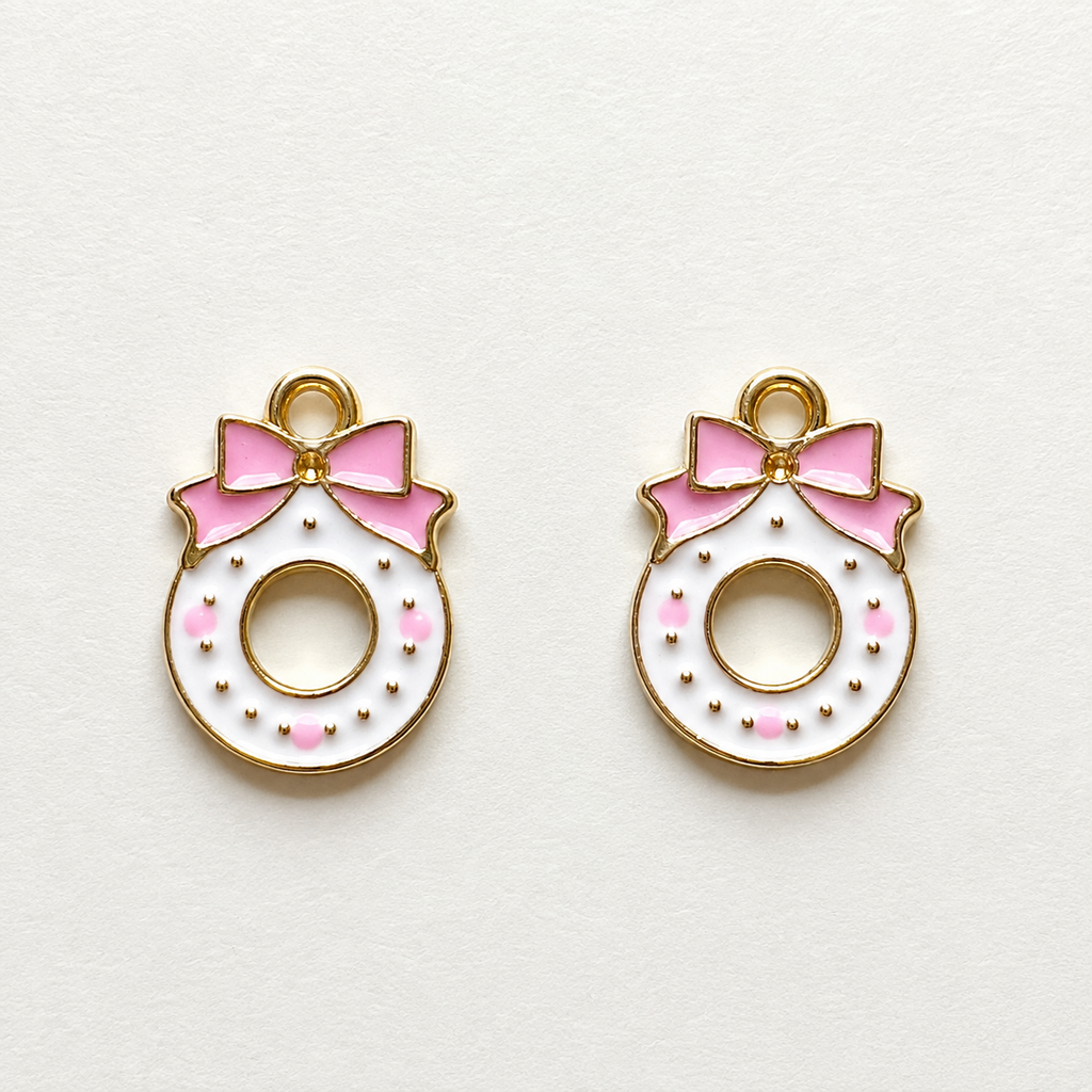 Pink Wreath with Bow Charm Earring & Necklace Set – Pink with a Purpose