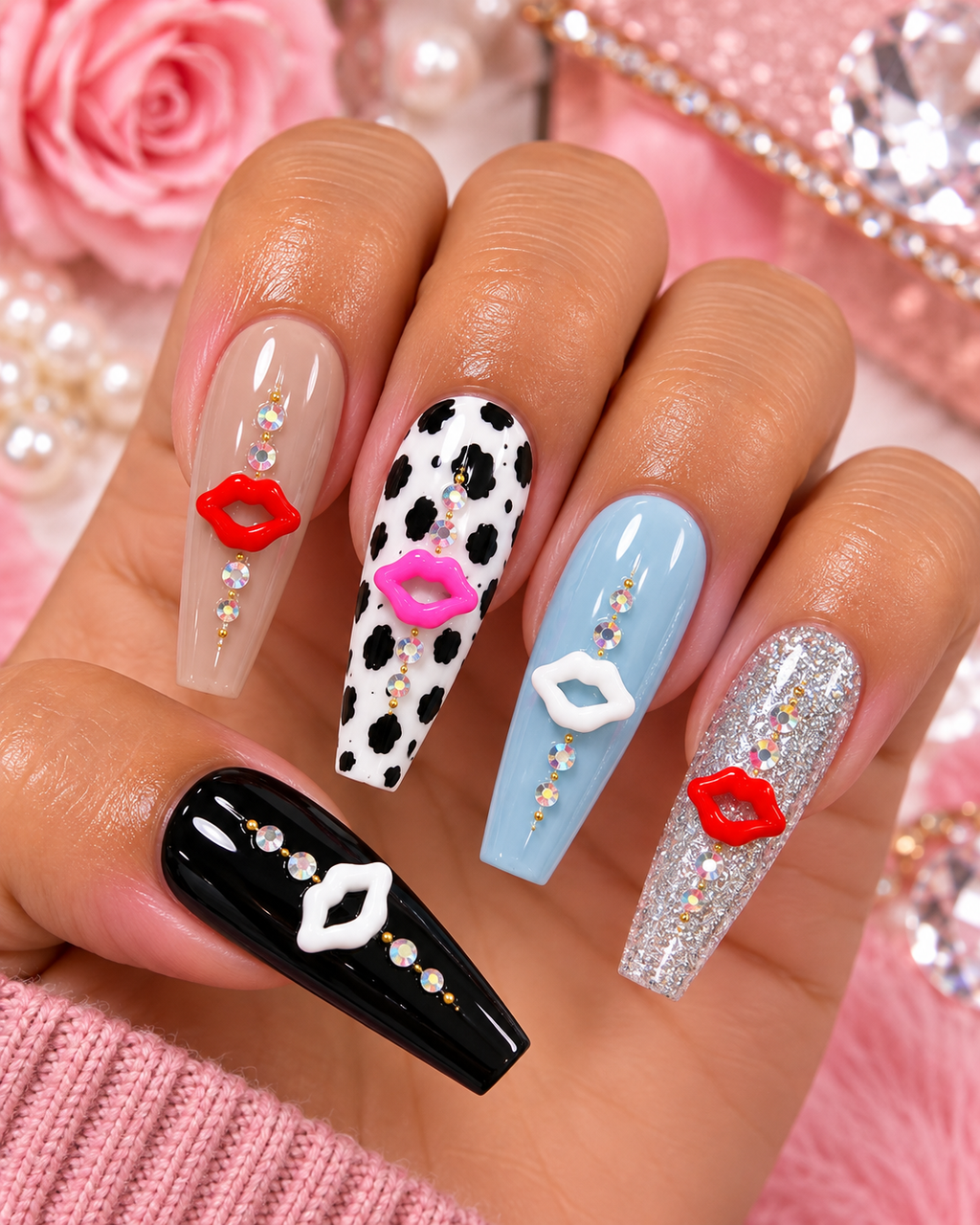 All My Kisses Lip Nail Charms