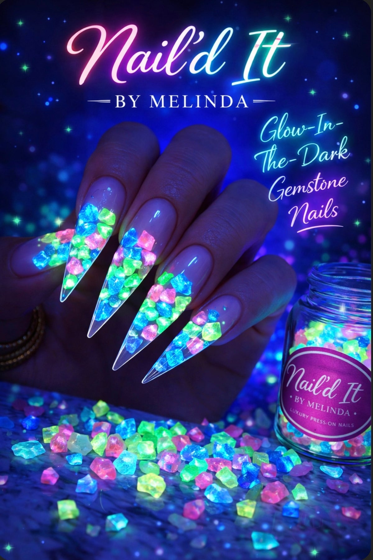 Mini 3D Glow-in-the-Dark Nail Rocks – 30 Pieces