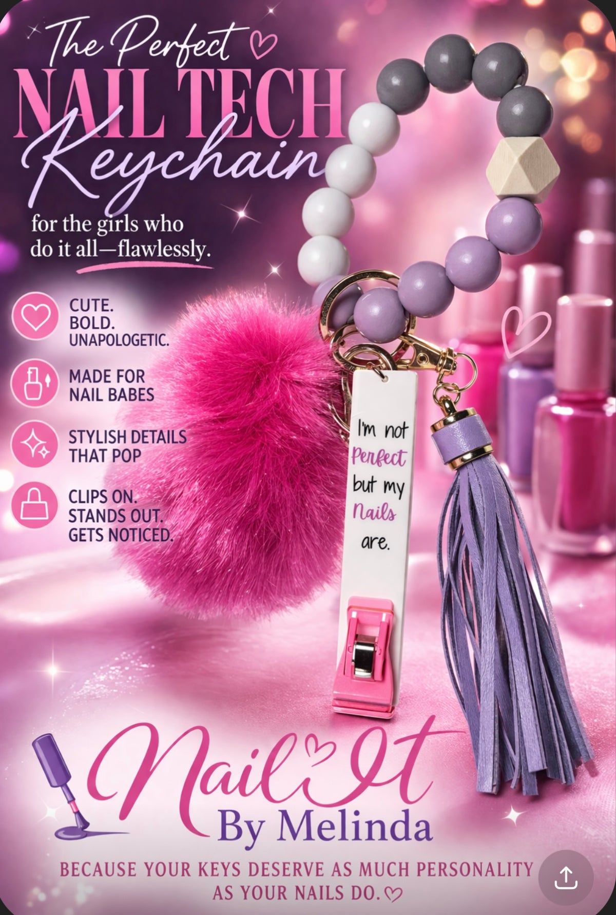 Long Nails, No Problem Keychain