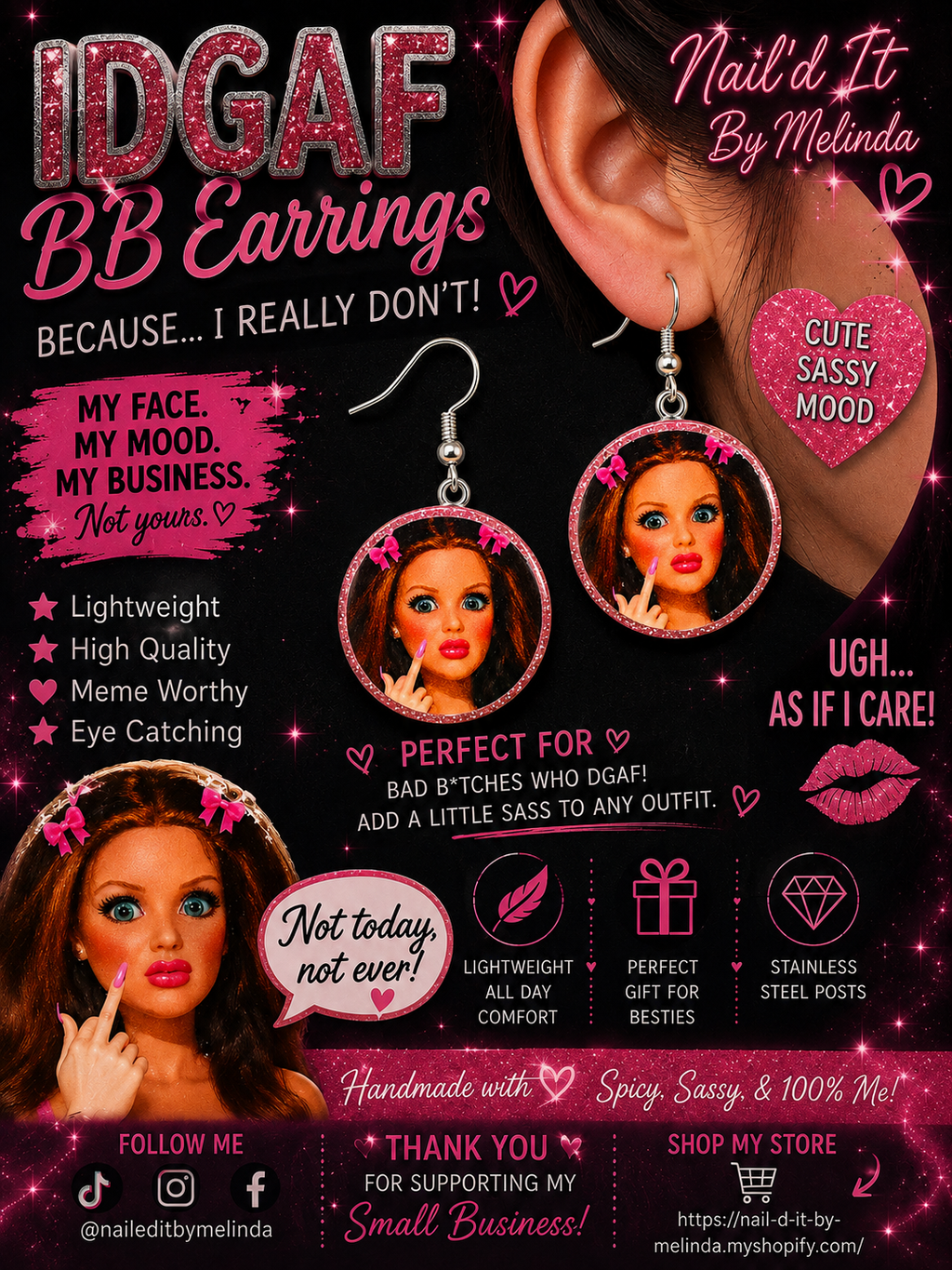 IDGAF BB Earrings