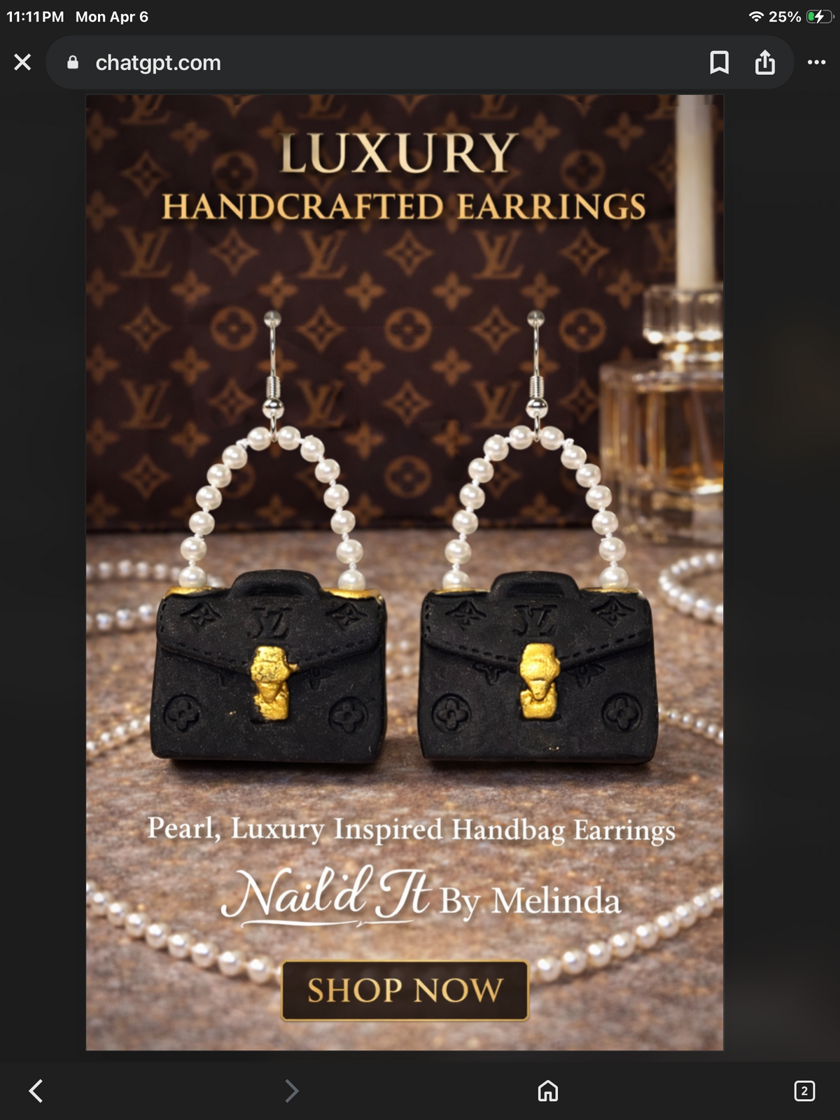 LV Pearl Purse Earrings