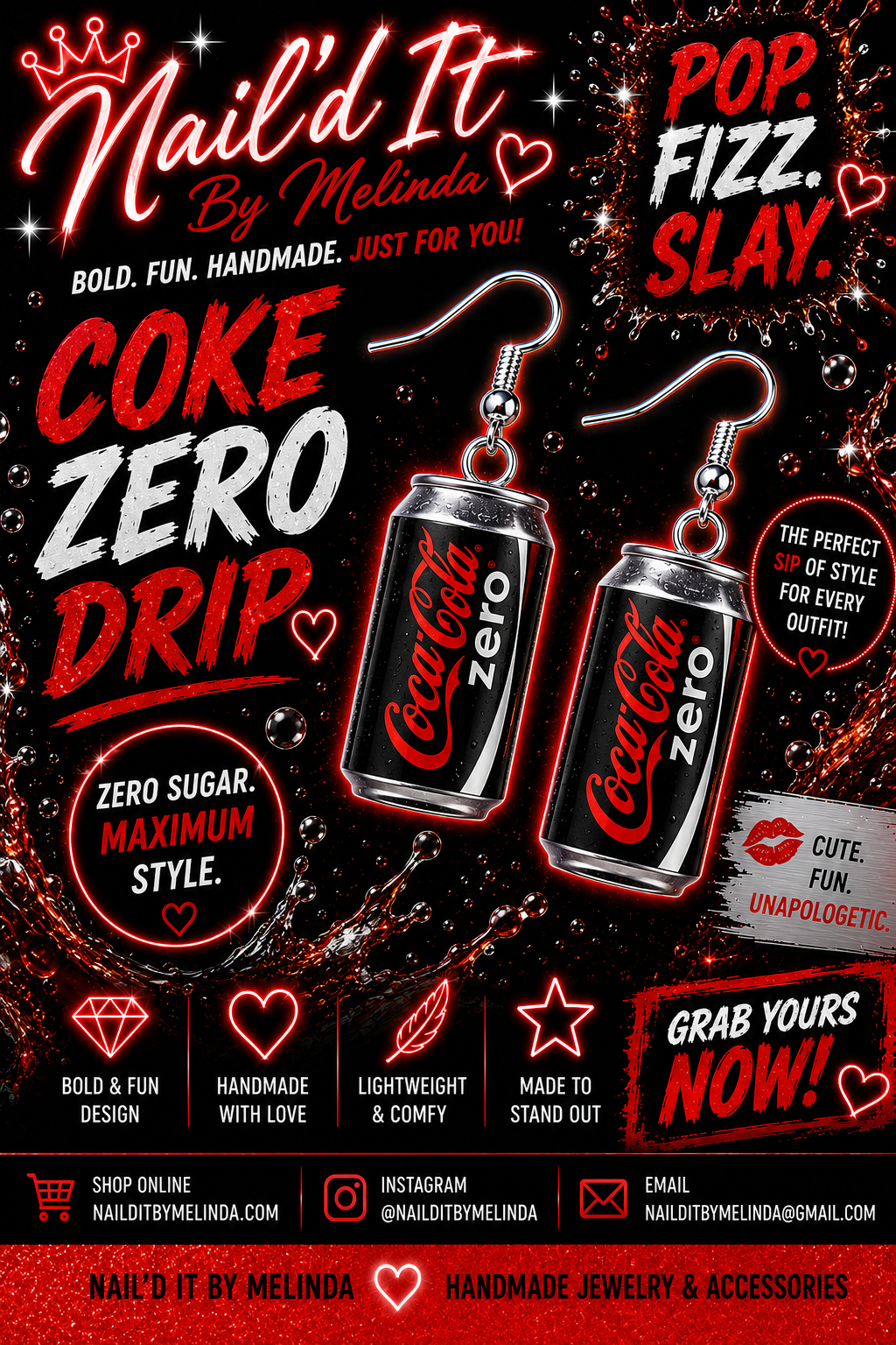 Coke Zero Drip Earrings