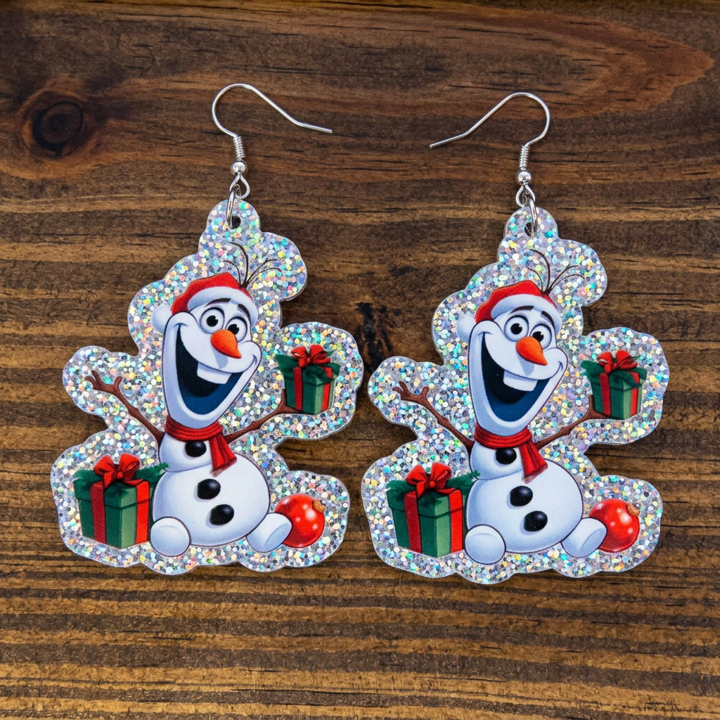 Snowman Sparkle Christmas Dangle Earrings – Festive Holiday Jewelry