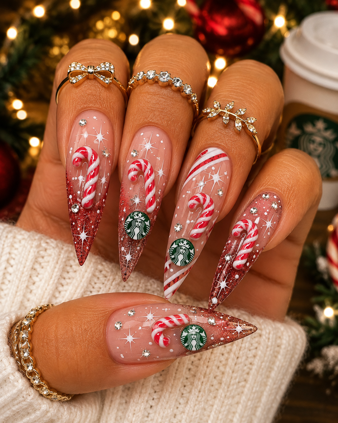 Candy Cane Cutie Christmas Nail Charms – Festive 3D Holiday Nail Art