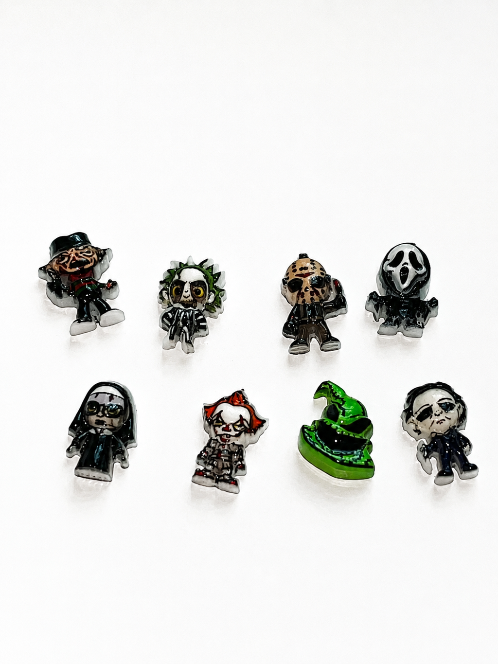 Halloween Horror Icons nail charms set of 8 on white background
