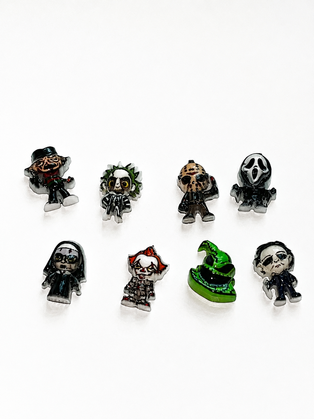 Halloween Horror Icons nail charms set of 8 on white background