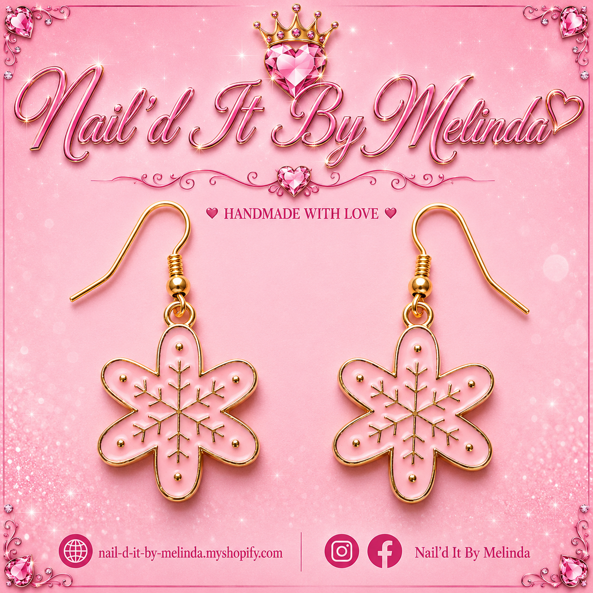 Pink Snowflake Earrings – Pink with a Purpose