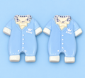 Little King romper charm close-up – blue baby boy earrings