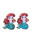 Ariel Little Mermaid Glitter Dangle Earrings - white background charm view
