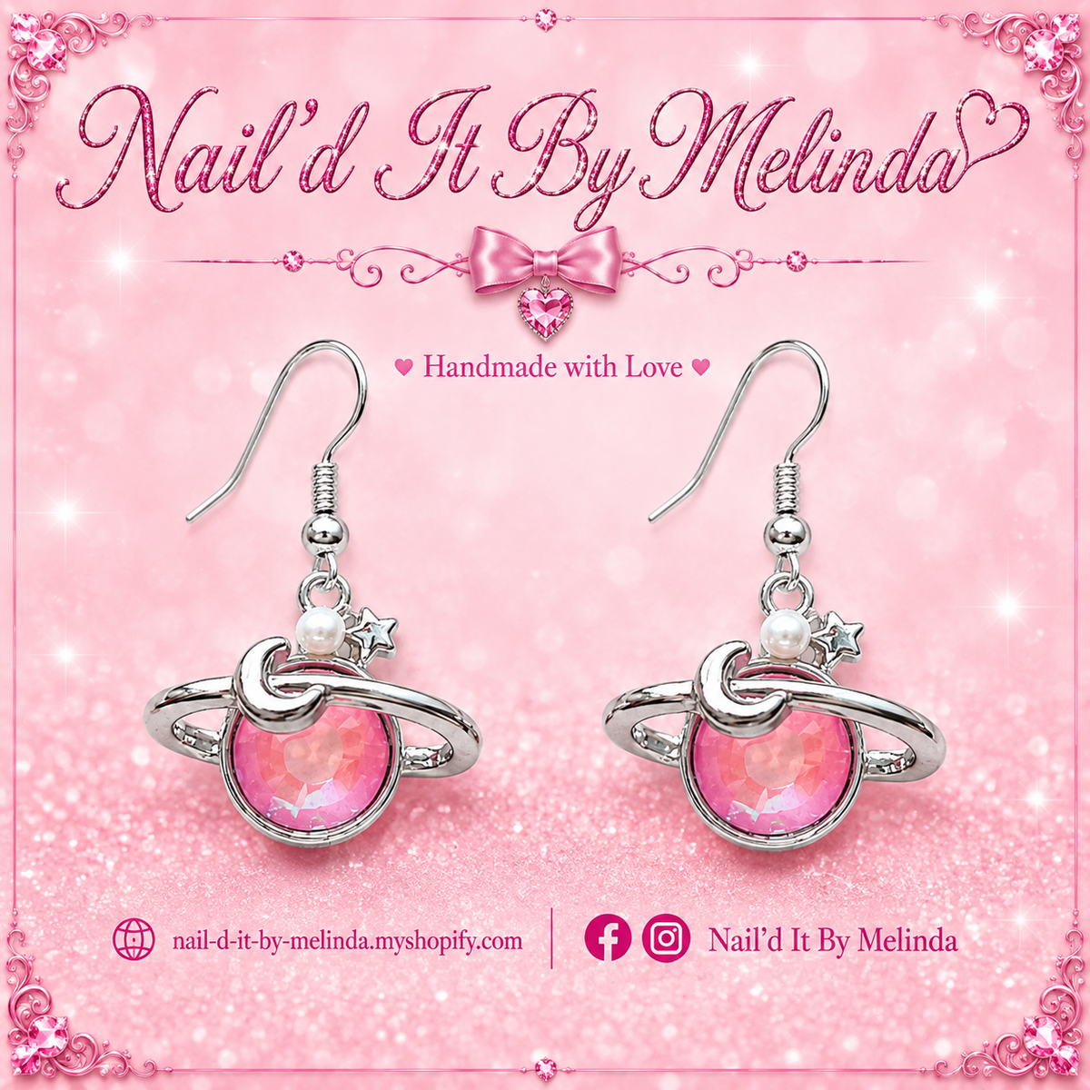 Pink Crystal Saturn Planet Earrings – Pink with a Purpose