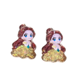 Belle Beauty and the Beast Gold Glitter Dangle Earrings