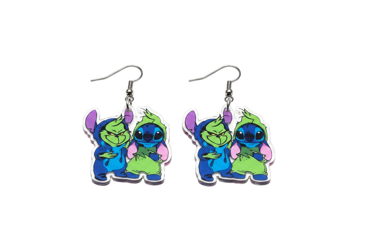 Stitch & Grinch BFF Christmas Earrings