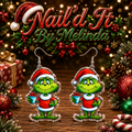 Happy Grinch Santa Cherries Acrylic Dangle Earrings