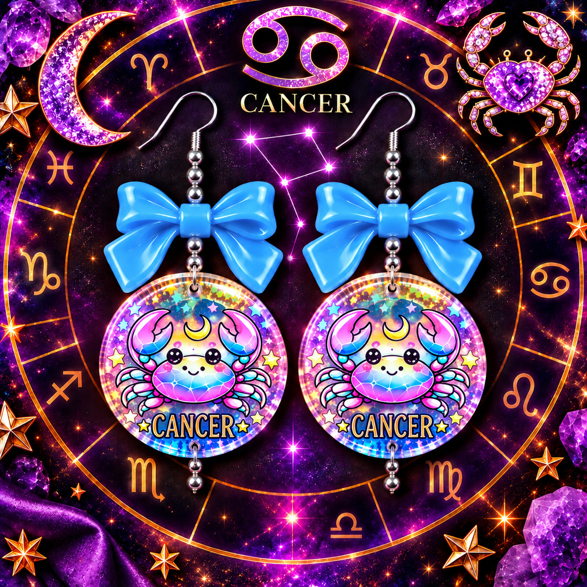 Written in the Stars – Zodiac Bow Earrings